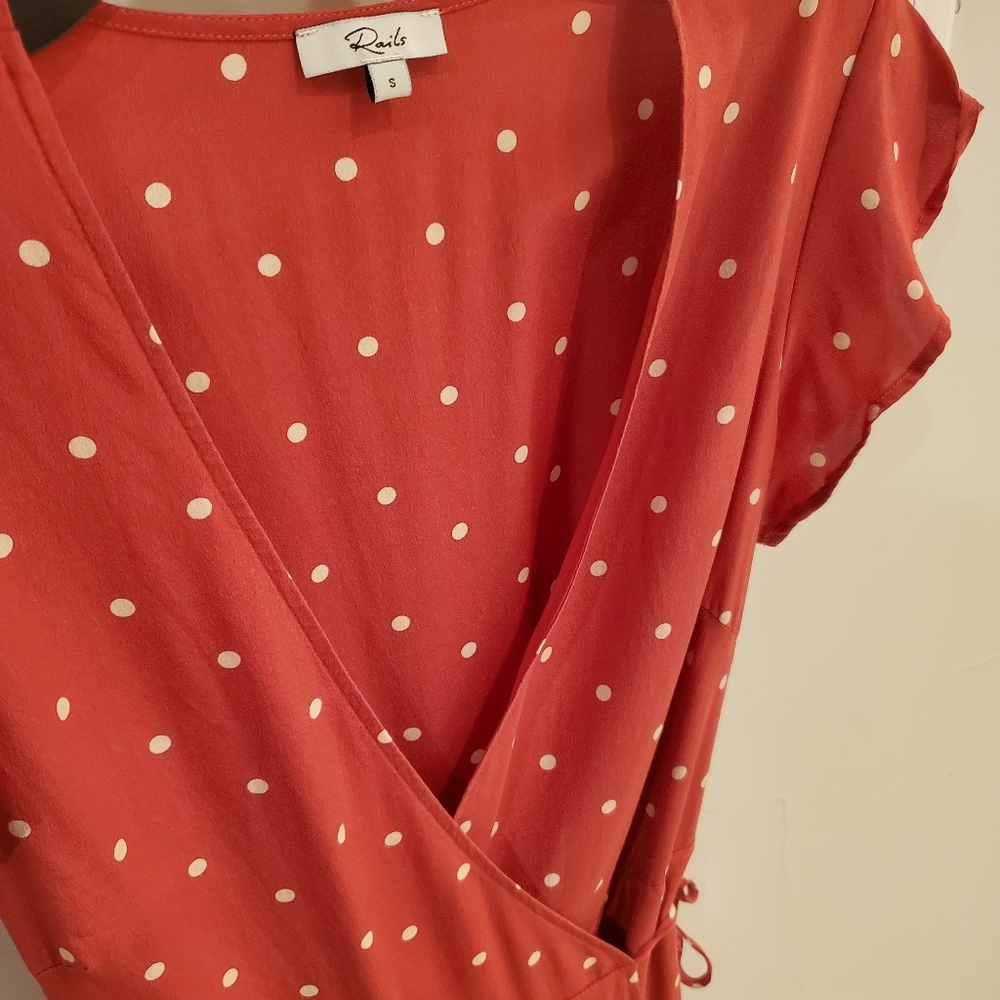 Rails Leanne Dress - Raspberry Cream Dots Silk Mi… - image 4